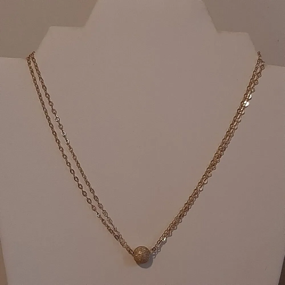 925 Italy Gold-Tone Stardust Ball Necklace 5.7g sterling silver Signed, tested - Picture 1 of 10